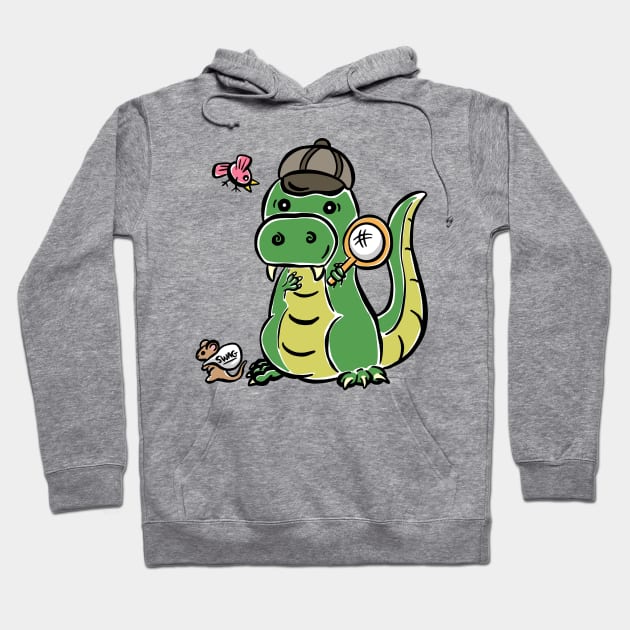 Detective Tyrannosaurus Dinosaur Dino Cartoon Cute Character Hoodie by Squeeb Creative